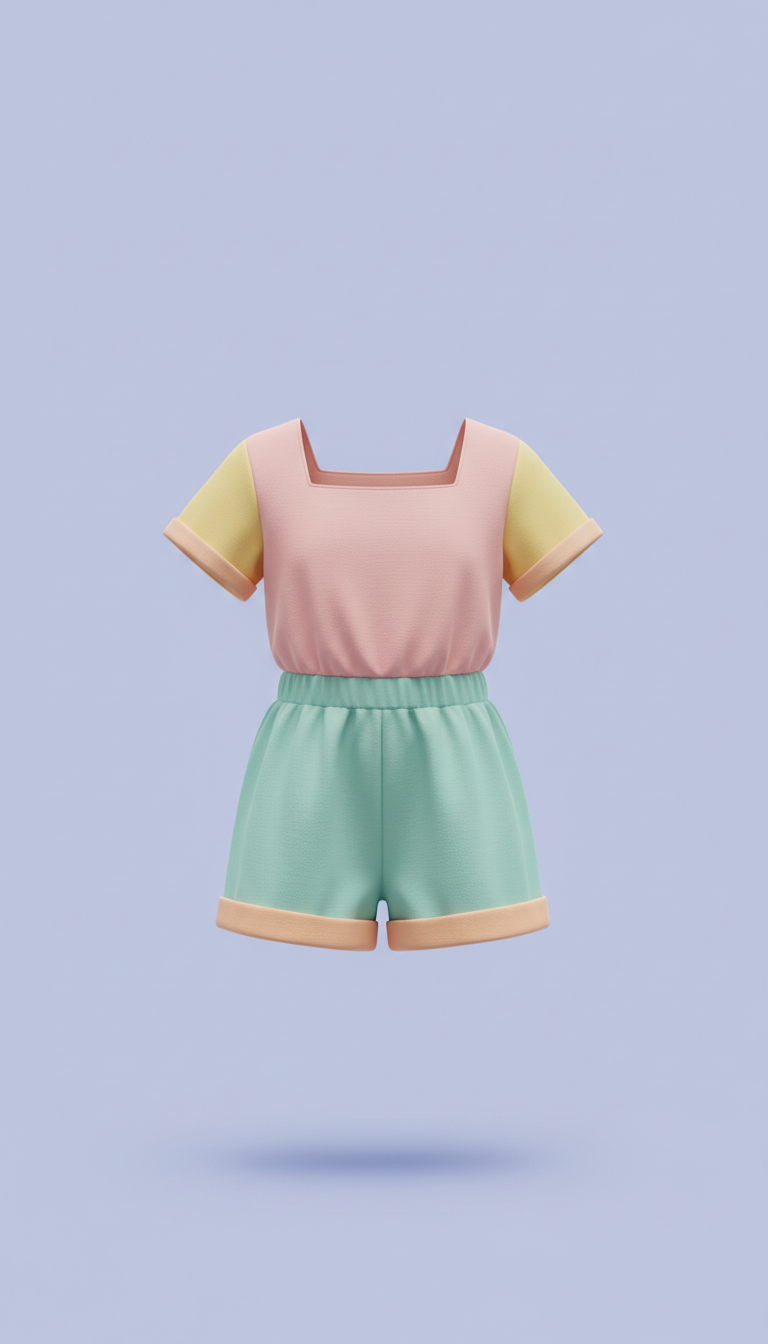 Colorblock Cotton Romper
